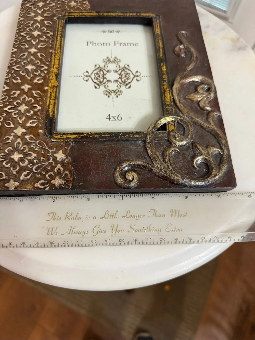 Ornate Brown and Gold Resin Decorative 4x6 Photo Frame Heavy